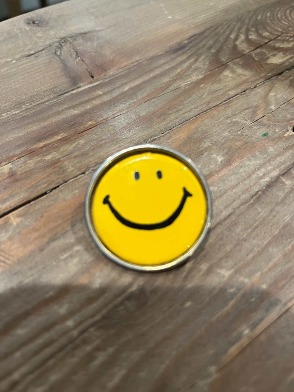 Vintage 1970's Yellow Smiley Face Pin Brooch